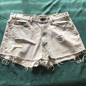 Levi 505 jeans that were cut into shorts